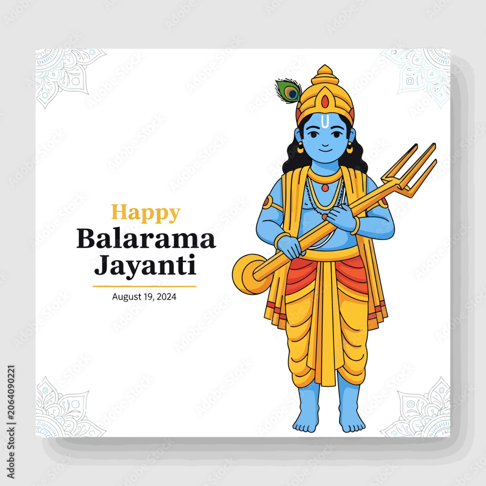 Obraz premium Celebrating Balarama Jayanti with Traditional Indian Festival Decorations and Lord Balarama