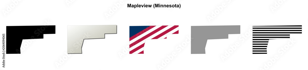 Naklejka premium Mapleview (Minnesota) blank outline map set