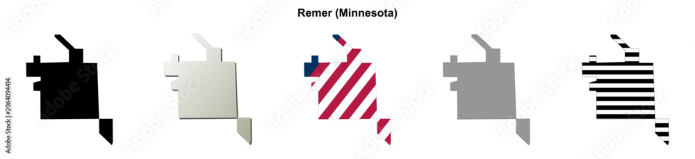 Fototapeta premium Remer (Minnesota) blank outline map set