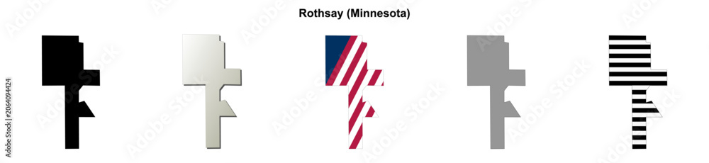 Obraz premium Rothsay (Minnesota) blank outline map set