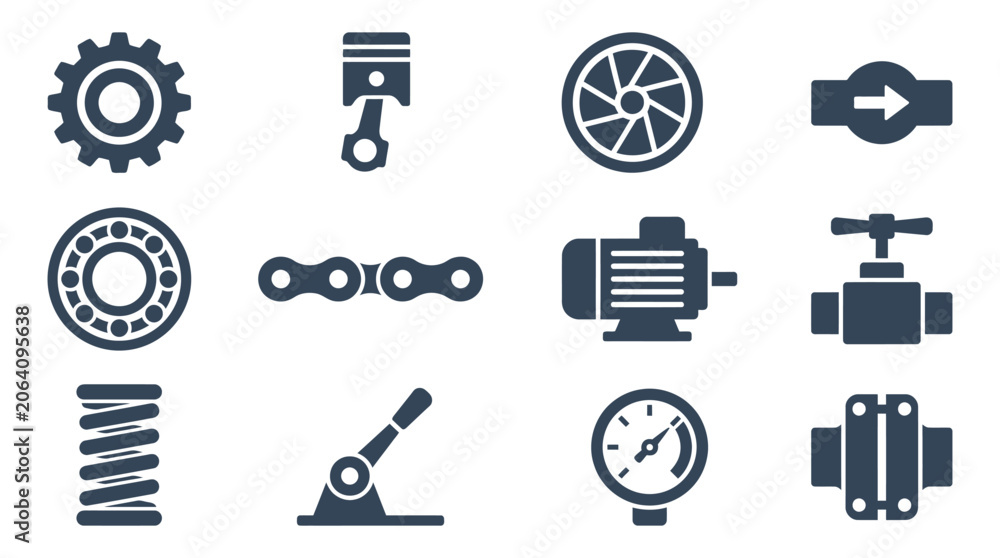 Fototapeta premium Industrial Mechanical Icons and Symbols.