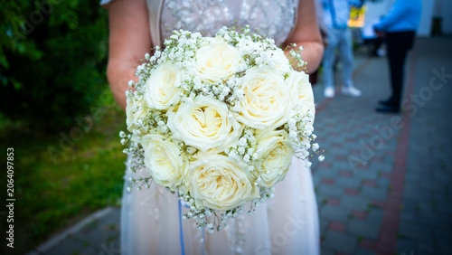 Bride holding a bouquet of flowers