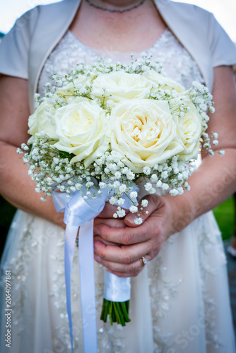 Bride holding a bouquet of flowers