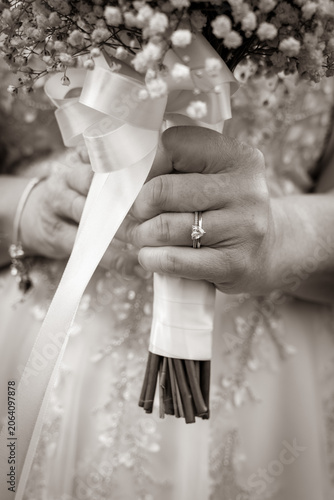 Bride holding a bouquet of flowers