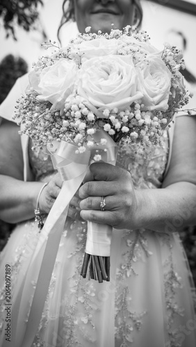 Bride holding a bouquet of flowers