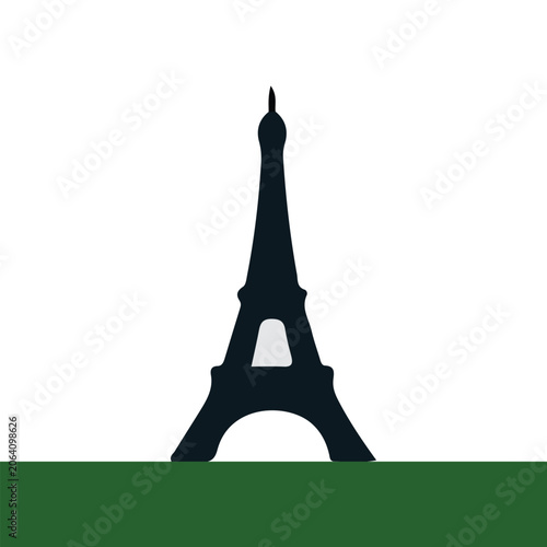Eiffel Tower silhouette vector icon illustration isolated on white background. Paris landmark symbol.