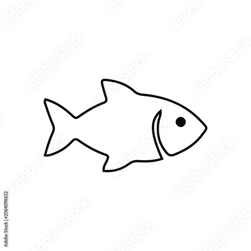 Fish line art vector icon illustration. Minimalist fish outline symbol isolated on white background.