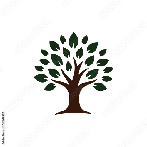 Green tree vector icon illustration. Forest or nature concept symbol isolated on white background.
