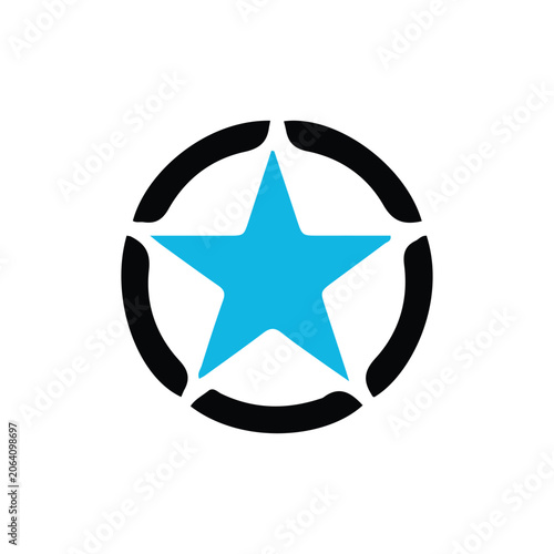 Military star icon in circle vector illustration. Army star symbol isolated on white background.