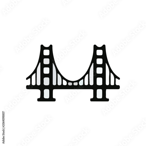 Suspension bridge vector icon illustration. Golden Gate bridge symbol isolated on white background.