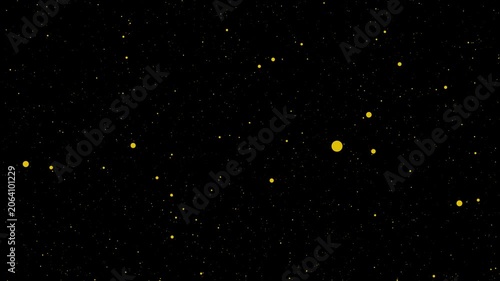 Abstract yellow particles floating in deep space background motion graphic showing glowing starry sky atmosphere with gentle movement for digital presentation.