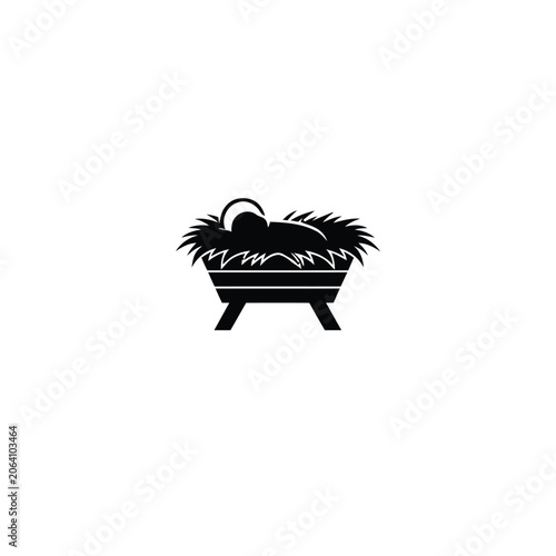 Baby crib silhouette, isolated on white background