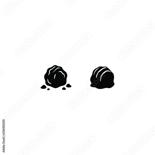 Fotografie Chocolate truffle silhouette, isolated on white background.