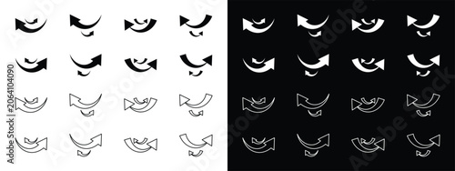 Obraz na płótnie Curved double refresh and reload arrow set with reflection and bounce effects fo