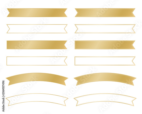Gold flat ribbon banner set