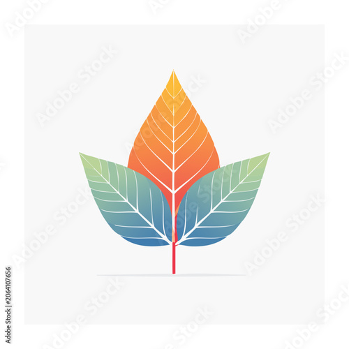 Colorful flat design leaves with gradient effect