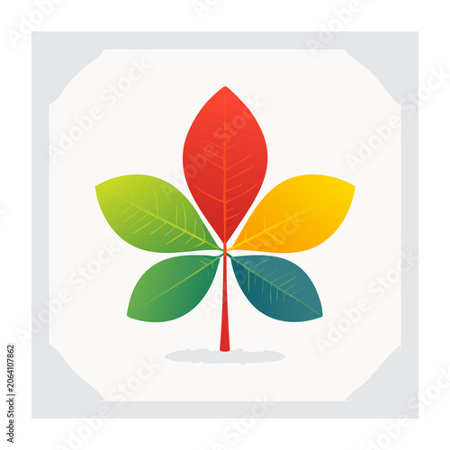 Flat design colorful leaf cluster illustration