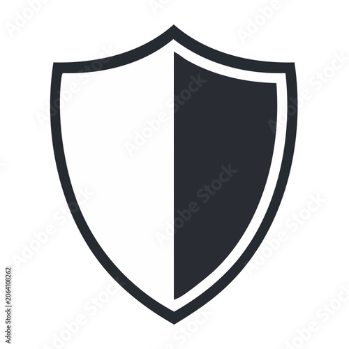 Black and white shield icon with transparent background