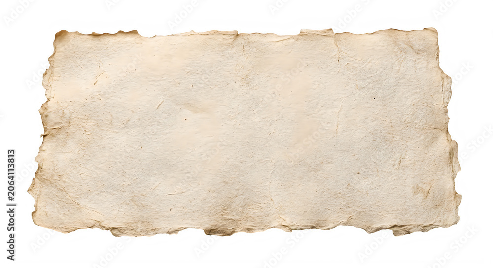 Fototapeta premium Old vintage piece of paper with rough torn edges and a textured surface for creative design projects and antique style stationery layouts or backgrounds