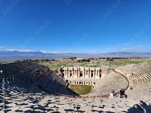 Obraz na plátně Aerial View of Hierapolis Ancient Theater in Pamukkale
