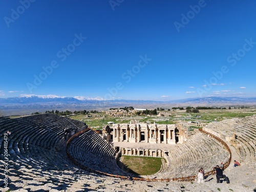 Obraz na plátně Hierapolis Ancient Theater in Pamukkale, Turkey is a well-preserved Roman structure