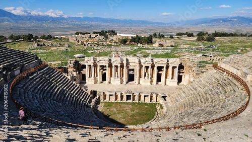 Obraz na płótnie Aerial View of Hierapolis Ancient Theater in Pamukkale
