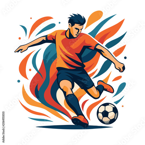 Dynamic Soccer Kick Vector Illustration