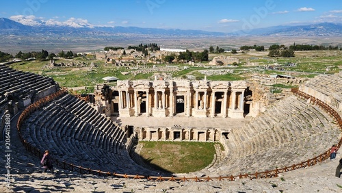 Obraz na płótnie Aerial View of Hierapolis Ancient Theater in Pamukkale