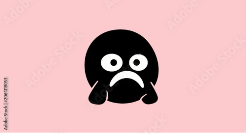 Foto Sad black character face with large white eyes