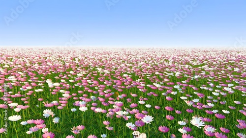 Bright Field of Multicolored Daisies Under Clear Sky