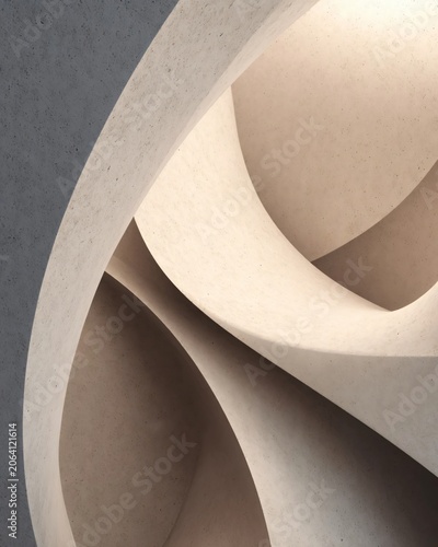 Abstract 3D Render of Minimalist Parametric Architecture with Smooth Flowing Curves and Neutral Tones for Modern Interior Design Concept