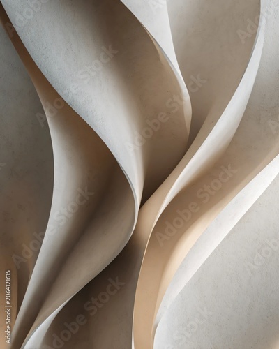Abstract Fluid Organic Shapes with Soft Neutral Beige and Cream Tones Creating a Minimalist Modern Wave Pattern Background