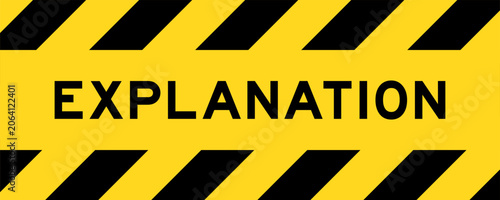 Fotografie Yellow and black color with line striped label banner with word explanation