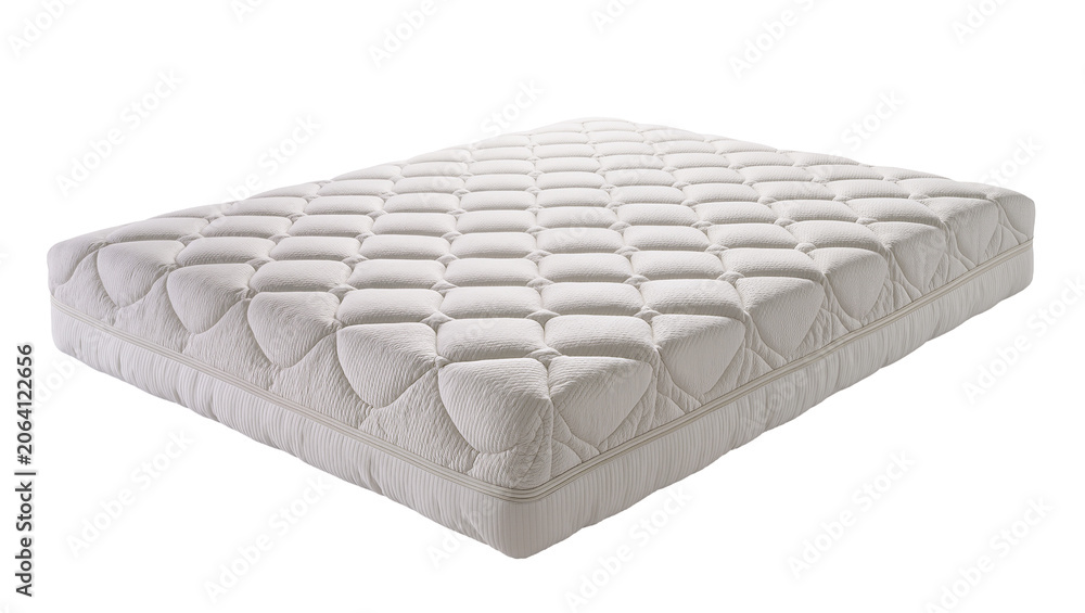 Naklejka premium Quilted white mattress with textured surface and side piping