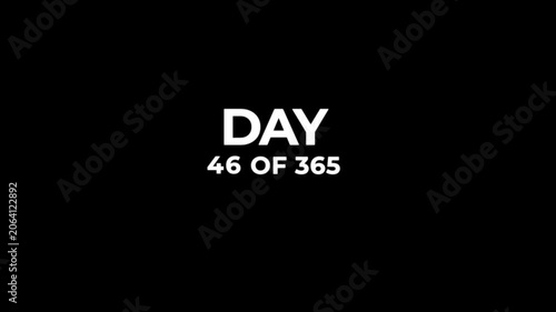 Abstract 0 to 365 days time line with day text animation. Animated of completing 365 of 365 counter. Three hundred sixty five day count concept.