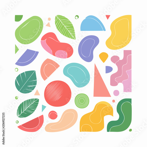 Abstract Organic Shapes and Leaves Pattern