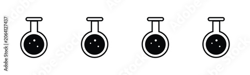 chemistry beaker, flask and bottle with glasses
