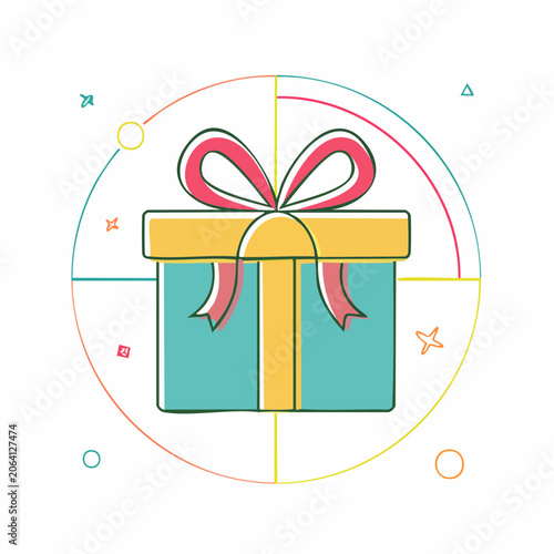 Gift Box with Ribbon and Abstract Background