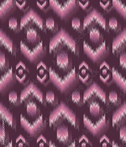Canvas-taulu Seamless Contemporary Ikat Pattern in Berry Pink and Plum