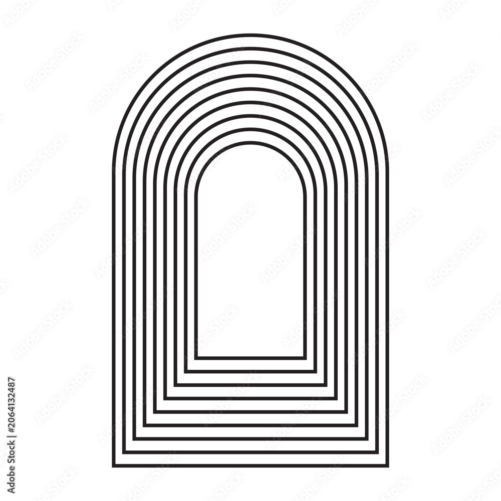 Fototapeta premium Geometric Arch Line Art Minimalist Black Boho Vector Icon Element for Branding Design