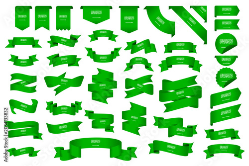 Saudi Arabia Flag Ribbon Collection Set – Wavy Ribbon, Badge, Frame and Decorative Design Elements Vector Illustration