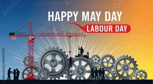 Industrial construction banner for Happy May Day and Labour Day