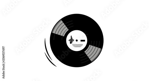 Vintage vinyl record spinning on white background, retro music concept