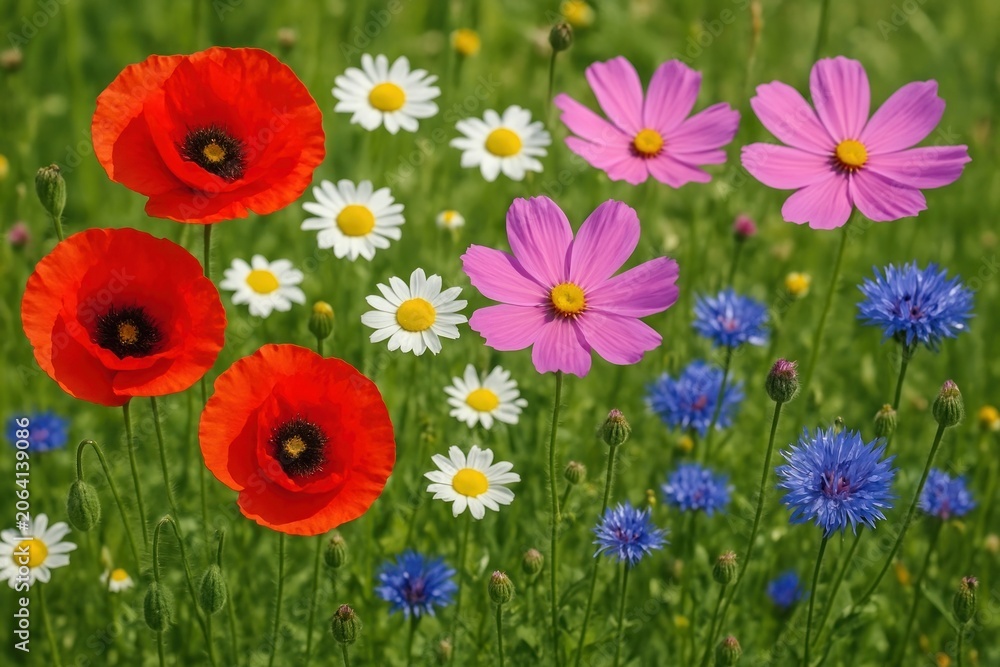 Fototapeta premium Vibrant wildflowers in bloom