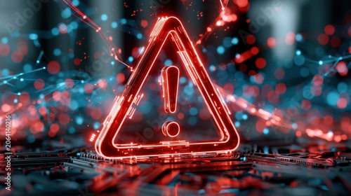 Cybersecurity Warning Alert and Digital Threat Concept