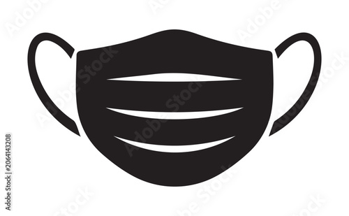 Medical face mask silhouette vector on white background for healthcare and protection