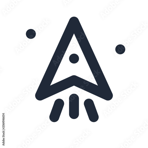 Foto Space shooter ship line icon, gaming outline symbol