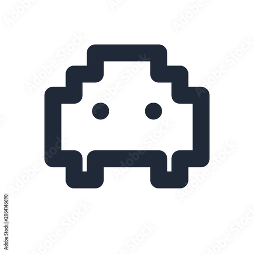 Tableau sur toile Pixel invader line icon, gaming outline symbol