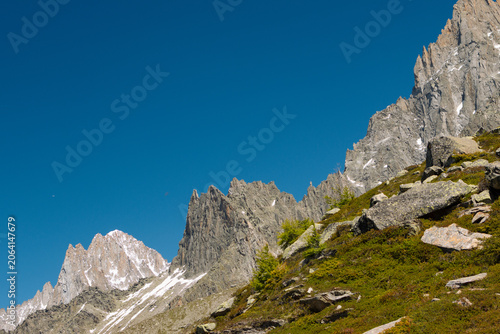 Glacier and Snow Peaks in the French Alps