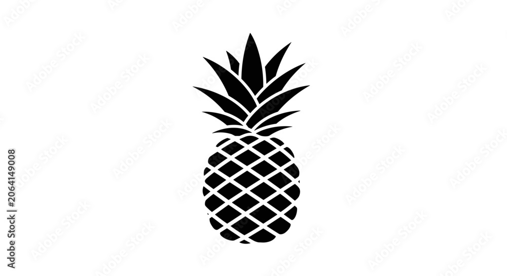 Obraz premium Black Pineapple Fruit Icon Symbol.